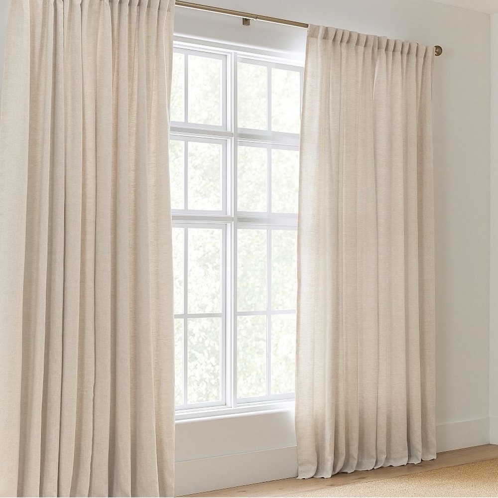 Pair Pottery Barn Belgian Linen Curtain Panels 50” x 108” Flax